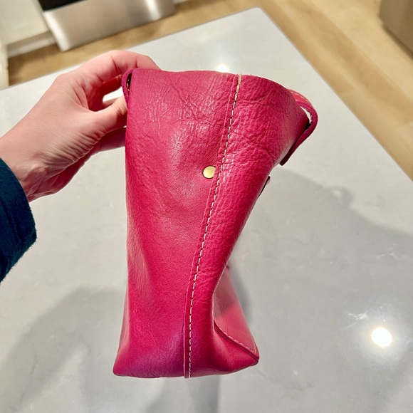 Portland Leather Mini Crossbody Tote Pink (Hibiscus) - Picture 8 of 9